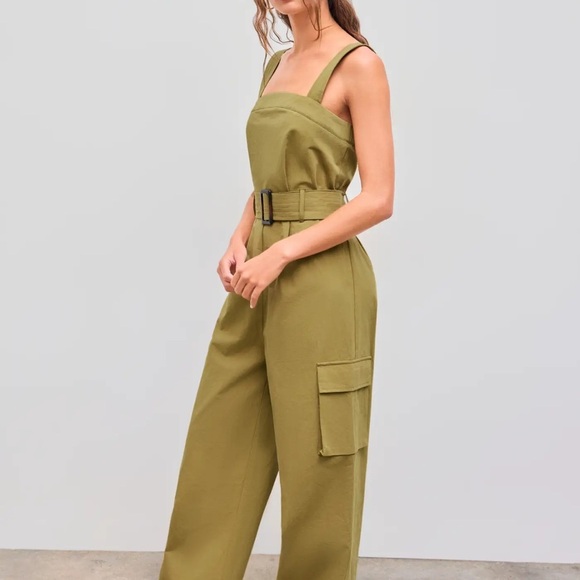 Cider Khaki Belted Jumpsuit Size M - Picture 1 of 11